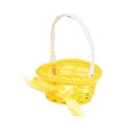 Plastic Rattan Round Woven Handheld Flower Basket | Multicolor 11x16.5cm Home Decor, Storage, Gift: Handheld Woven Rattan Flower Basket(Yellow)