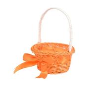 Plastic Rattan Round Woven Handheld Flower Basket | Multicolor 11x16.5cm Home Decor, Storage, Gift: Handheld Woven Rattan Flower Basket(Orange)