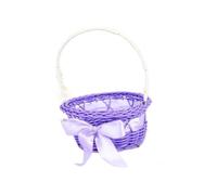 Plastic Rattan Round Woven Handheld Flower Basket | Multicolor 11x16.5cm Home Decor, Storage, Gift: Handheld Woven Rattan Flower Basket(Purple)