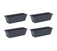 Plastic Rectangular Window Plant Boxes 4PCS with Tray and Drainage Holes for Growing Succulents, Vegetables, and Flowers in Balcony or Indoor Settings (Dark gray)