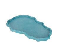 Plastic Reptiles Feeder Basin Drinking Dish NW29 Luminous Color Lake Blue Deep Coffee Color No Sharp Angle Design for Snakes Frogs Lizards Small Pets 14.6x8.9x0.8in (Lake Blue)