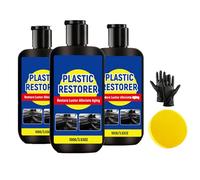 Plastic Restorer, Interior Restorers With Sponge and Gloves, Car Dashboard Restorer, Automotive Plastic Repair Kit For Cars Restores, Faded Plastic, For Faded Bumpers, Dashboard Seats (3PC)