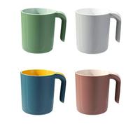 Plastic Reusable Coffee Mugs with Handles，Stackable Unbreakable Coffee Cups Set of 4-16.5 Ounce Cups for Cocoa, Milk, Tea or Water, Drinking Cup for Kids & Adult, Dishwasher and Microwave Safe