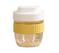 Plastic reusable cup with lid and attached spoon, designed for salad and fruit meal prep, airtight seal for leak proof transport, microwave and dishwasher safe (White)