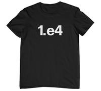 Plastic Revolution 1.e4 Kings Pawn Opening T-Shirt (Inspired by Chess) (as8, Alpha, l, Regular, Regular, Black T-Shirt with White Print)