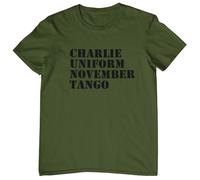 Plastic Revolution CUNT - Charlie Uniform November Tango T-Shirt (UK, Alpha, XL, Regular, Regular, Military Green T-Shirt with Black Print)