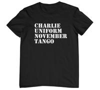 Plastic Revolution CUNT - Charlie Uniform November Tango T-Shirt (UK, Alpha, XXL, Regular, Regular, Black T-Shirt with White Print)