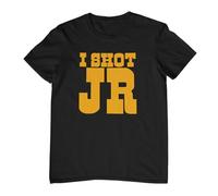 Plastic Revolution I Shot JR T-Shirt (Small, Black T-Shirt with Yellow Print)