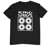 Plastic Revolution King Tubby's Tribute T-Shirt (Tubby) (UK, Alpha, L, Regular, Regular, Black T-Shirt with White Print)