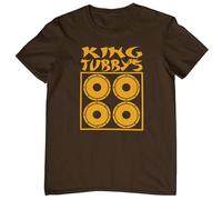 Plastic Revolution King Tubby's Tribute T-Shirt (Tubby) (UK, Alpha, L, Regular, Regular, Chocolate Brown T-Shirt with Yellow Print)