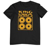 Plastic Revolution King Tubby's Tribute T-Shirt (Tubby) (UK, Alpha, M, Regular, Regular, Black T-Shirt with Yellow Print)