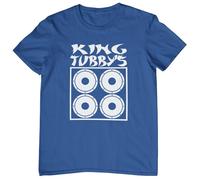Plastic Revolution King Tubby's Tribute T-Shirt (Tubby) (UK, Alpha, XL, Regular, Regular, Royal Blue T-Shirt with White Print)