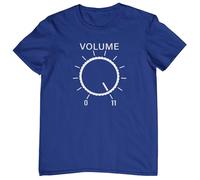 Plastic Revolution Volume Knob 11 T-Shirt (Inspired by Nigels Amp from Spinal Tap Film) (UK, Alpha, XL, Regular, Regular, Royal Blue T-Shirt with White Print)