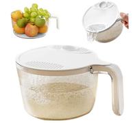 Plastic Rice Washer Strainer Bowl 7.1x3.4, Safe Rice Rinser Strainer with Drain Lid Handle for Vegetable Fruit Grains Bean, Small