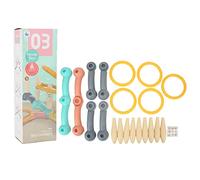 Plastic Ring Toss Game for Kids, Outdoor Indoor Throwing Toy, Counting Learning Hoop Game with 5 Rings and 9 Pillars for Children Ages 3+, Fun Family Activity Set