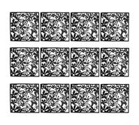 Plastic Room Divider Screen Hanging Panel Set 12 Pieces Hollow Design Decorative Partition for Home Office 40x40cm(black)