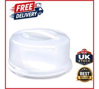 Plastic Round Cake Box White with Clip-on Closure and Ergonomic Handle