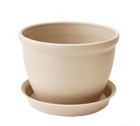 Plastic Round Flowerpot Designed for Direct Use with Standard Potting Media and Compatible with Common Plant Labels Markers and Tags (Beige+bottom)