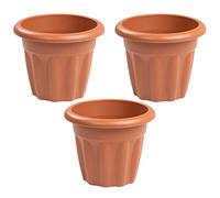 Plastic Round Planter Pots - Lightweight, Weather-Resistant Indoor/Outdoor Plant Containers | Durable Garden Pots with Drainage | for Flowers, Herbs, Balcony, Patio & Home Décor (Terracotta, Set of 3)