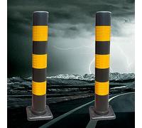 Plastic Safety Bollard Post, Pack Barrier Post with Removable Base, Portable Parking Barrier for Construction Sites Facility Management