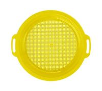 Plastic Sand Sifter Sieves with Handles, Multi-Color Pack of 4, Red Blue Green Yellow, Beach Toy for Kids, Outdoor Sandbox Play (Yellow)