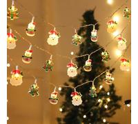Plastic Santa Snowman Fairy Lights 6m Indoor | USB low voltage, safe for kids pets, warm white glow, 6m length, plastic construction