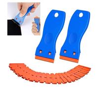 Plastic Scraper, Pack of 2 Plastic Spatulas with 100 Plastic Blades for Adhesive Residue Remover, Sticker Remover, Glue Remover, Plastic Scraper, Scraper Plastic for Glass and Windows