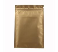 Plastic Sealed Bags, 100pcs Heat Seal Aluminum Foil Plastic Package Bag Zipper Top Flat Pouches Zip Lock Mylar Bags with Tear Notch(Matte Gold,10x15cm)