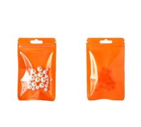 Plastic Sealed Bags, 100Pcs Mylar Zipper Lock Bag Food Storage Metallic Foil Airtight Bags Front Clear Plastic Candy Packaging Pouch(Orange)