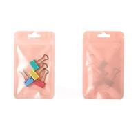 Plastic Sealed Bags, 100Pcs Mylar Zipper Lock Bag Food Storage Metallic Foil Airtight Bags Front Clear Plastic Candy Packaging Pouch(Pink)