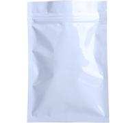 Plastic Sealed Bags， 50pcs Glossy Colors Double Sided Metallic Zip Lock Flat Pouches Aluminum Foil Small Gift Snack Food Mylar Package Bag(White,18x26cm)