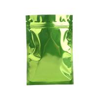 Plastic Sealed Bags， 50pcs Glossy Colors Double Sided Metallic Zip Lock Flat Pouches Aluminum Foil Small Gift Snack Food Mylar Package Bag(Green,6x8cm)