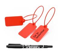 Plastic Seals Shipping Tags Label Logistics Use Sign Tie, Sealing Storage Multi Purpose Name ID Tag for Backpack, Schoolbag, Car Key, Luggage(50pcs,Red)