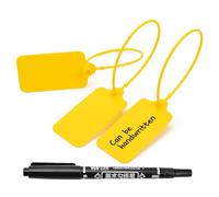 Plastic Seals Shipping Tags Label Logistics Use Sign Tie, Sealing Storage Multi Purpose Name ID Tag for Backpack, Schoolbag, Car Key, Luggage(100pcs,Yellow)