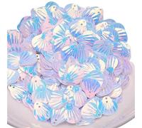 Plastic Sequins 18 * 20mm Shell Shape PVC Bulk Sequined DIY Garment Sewing Supplies Footwear Party Decoration for Crafts(White,20g)