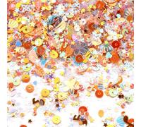 Plastic Sequins 50g PVC Sequins 4-8mm Multi-Shaped Mixed Glitter Loose Paillette for Making Handicraft Supplies DIY Manicure for Crafts(Orange)