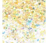 Plastic Sequins 50g PVC Sequins 4-8mm Multi-Shaped Mixed Glitter Loose Paillette for Making Handicraft Supplies DIY Manicure for Crafts(Yellow)