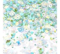 Plastic Sequins 50g PVC Sequins 4-8mm Multi-Shaped Mixed Glitter Loose Paillette for Making Handicraft Supplies DIY Manicure for Crafts(Green)