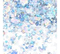 Plastic Sequins 50g PVC Sequins 4-8mm Multi-Shaped Mixed Glitter Loose Paillette for Making Handicraft Supplies DIY Manicure for Crafts(Blue)