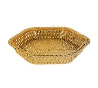 Plastic Serving Tray Bowls Baskets Naan Bread Roll Basket Poppadom Food Drink Serving Tray Fruit Bowl Display Gift Woven Wicker Look Home Kitchen (No.9024 Golden Plate Hexa Corner)