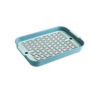 Plastic Serving Tray, Dish Drainers with Drip Tray, Rectangle Food Tray for Breakfast in Bed, Coffee Table Decor, Party, Blue, 36.5 * 24.5 * 4.9cm