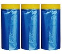Plastic Sheeting Automotive Masking Tape - Multi Size Pack - No Residue Painters Plastic Drop Cloth for Painting - Plastic Paint Tape and Drape - Pre-Taped Masking Film (65 Feet) (3 of Set (in))