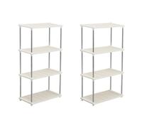 Plastic Shelving Units 4 Tier - Modern Standing Storage Rack for Kitchen Living Room Bathroom, 80.5x41x22cm Storage Shelf by 2PCS