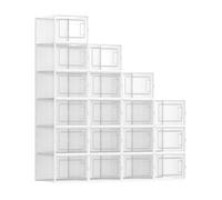 Plastic Shoe Box, Pack of 18, 35.0 x 25.2 x 19.0cm, Transparent and White
