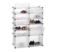 Relaxdays 12-Compartment Plastic Shoe Cabinet