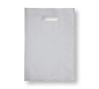 Plastic Shopping Bag with Die Cut Handle Bag 16" x 18" Silver Plastic Merchandise Bags with Handle 100 Pack for Retail, Heavy Duty Bulk Bags