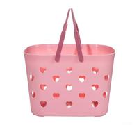Plastic Shower Basket Organizer with Handle for Bathroom, Lightweight and Stackable Storage Solution for Shampoo and Cleaning Products (Pink)