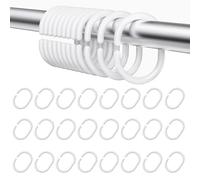 Plastic Shower Curtain Rings,shower curtain hooks for Bathroom Shower Window Rod,shower hooks for curtains,shower rail hooks,shower hooks- Easy Installation and Rust Resistant (24 Pack, White)
