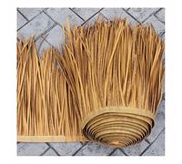 Plastic Simulation Thatch Roll Palm Leaf Artificial Thatch Roll Fake Grass Tile Fireproof Environmental Protection Sunshade Decoration for Tiki Bar Huts Roof(Yellow e,0.5x6m/1.64X19.7ft)