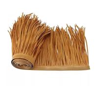 Plastic Simulation Thatch Roll Palm Leaf Artificial Thatch Roll Fake Grass Tile Fireproof Environmental Protection Sunshade Decoration for Tiki Bar Huts Roof(Yellow d,0.5x2m/1.64X6.56ft)